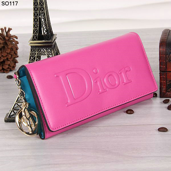dior wallet calfksin leather 117 rosered&blue - Click Image to Close